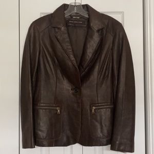 EUC Marc New York Brown leather Fitted Jacket SM